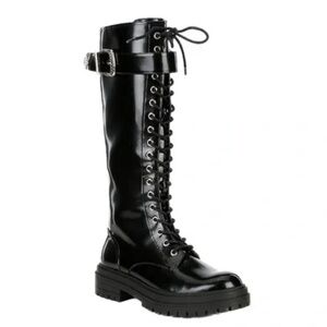 NEW GB Gianni Bini Sky Scraper Lace-Up Lug Sole Platform Tall Combat Boo…